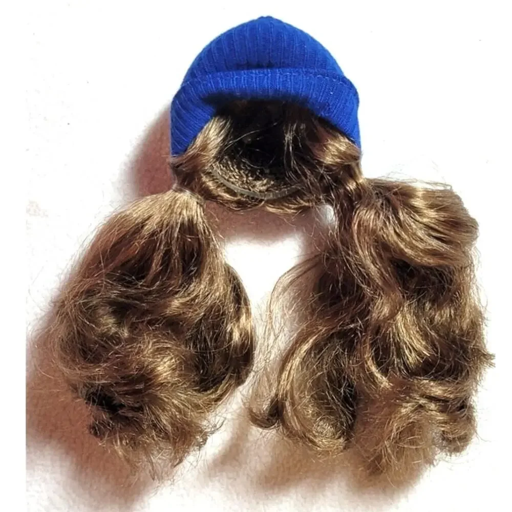 Spin Master Liv Doll Katie Replacement Wig Blue Beanie Hat Brown Pigtails Hair